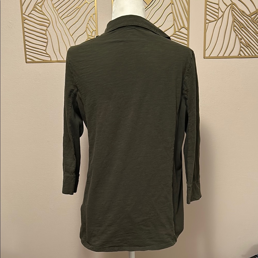 Olive Green Button-Up Shirt - Picture 2 of 4